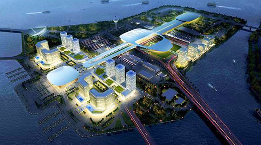 港珠澳大桥珠海口岸人工岛项目鸟瞰图